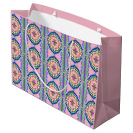 Kleurrijke Bloei Kaleidoscoop: Roze & Smaragd Mand Groot Cadeauzakje