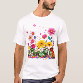 Kleurrijke Bloeiende Bloemen Met Levendige Bloemen T-shirt