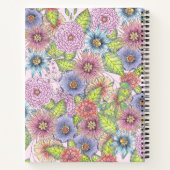 Kleurrijke Bloeiende Bloemen Naam en Initiaal Notitieboek (Achterkant)