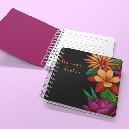 Kleurrijke Bloeiende Bloemen Typografie Notitieboek