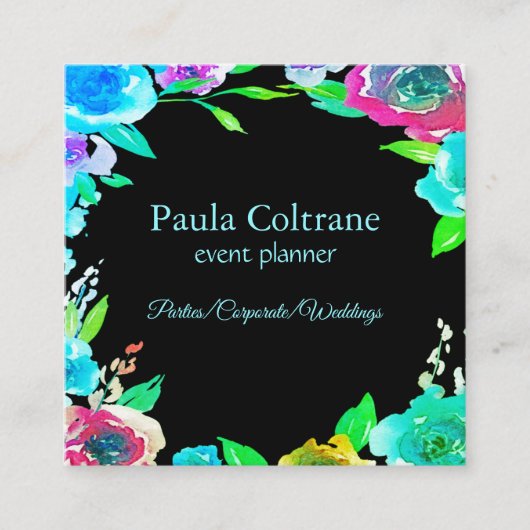 Kleurrijke Bloeiende Bloemen voor Professionele Be Vierkante Visitekaartje (Voorkant)