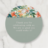 Kleurrijke bloeiende bloemenbruiloft bedankjes labels (Achterkant)