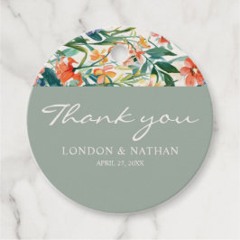 Kleurrijke bloeiende bloemenbruiloft bedankjes labels