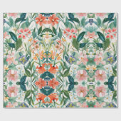 Kleurrijke bloeiende bloemenbruiloft cadeaupapier (Vlak)