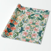 Kleurrijke bloeiende bloemenbruiloft cadeaupapier (Uitgerold)