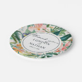 Kleurrijke bloeiende bloemenbruiloft papieren bordje (Gekanteld)