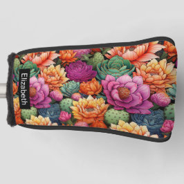 Kleurrijke Bloeiende Cactus Gepersonaliseerd Golfheadcover