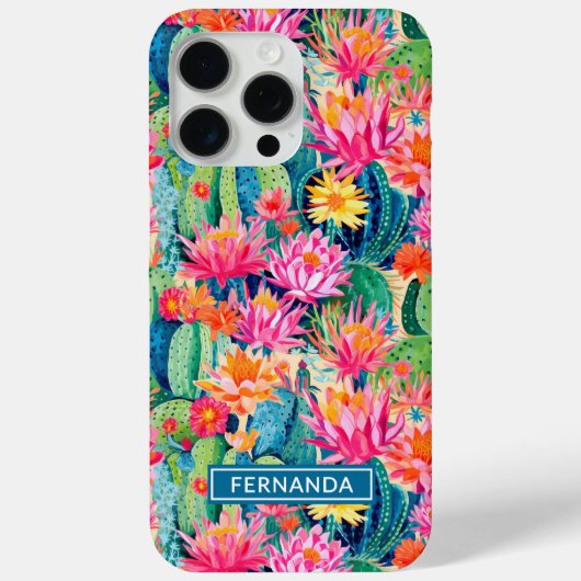 Kleurrijke Bloeiende Cactussen Gepersonaliseerd Case-Mate iPhone Case (Achterkant)