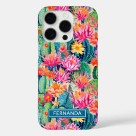 Kleurrijke Bloeiende Cactussen Gepersonaliseerd iPhone 16 Pro Hoesje