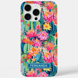 Kleurrijke Bloeiende Cactussen Gepersonaliseerd iPhone 16 Pro Max Hoesje