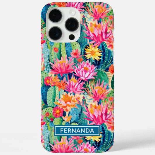 Kleurrijke Bloeiende Cactussen Gepersonaliseerd Case-Mate iPhone Case (Achterkant)