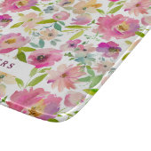 Kleurrijke Bloeiende Chic Mint Blush Bloemenmonogr Snijplank (Hoek)