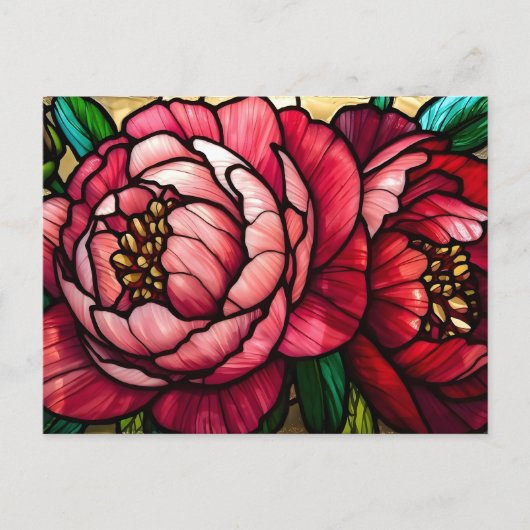 Kleurrijke bloeiende pioenrozen bloemen briefkaart (Voorkant)