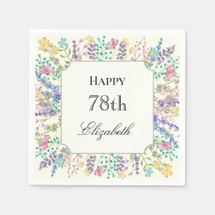 Kleurrijke bloem 78ste verjaardag servet