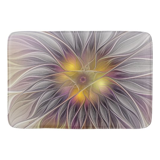 Kleurrijke Bloem, Abstracte Moderne Fractal Badmat (Voorkant)