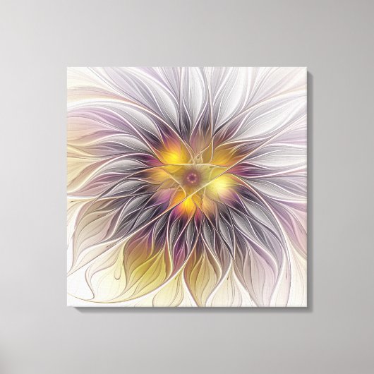 Kleurrijke Bloem, Abstracte Moderne Fractal Canvas Afdruk (Voorkant)