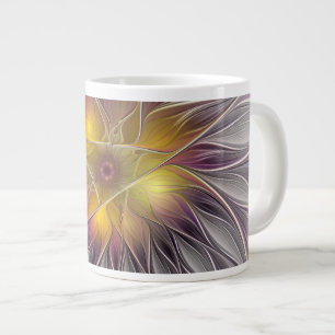 Kleurrijke Bloem, Abstracte Moderne Fractal Grote Koffiekop