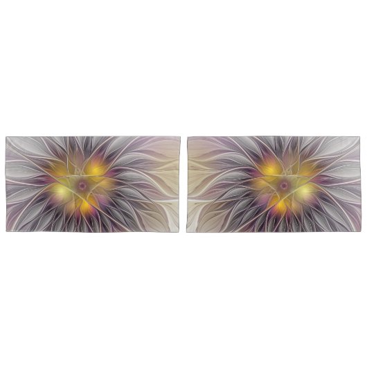 Kleurrijke Bloem, Abstracte Moderne Fractal Kussensloop (Voorkant-Set)