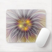 Kleurrijke Bloem, Abstracte Moderne Fractal Muismat (Met muis)
