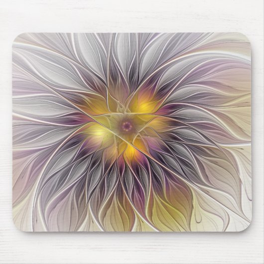 Kleurrijke Bloem, Abstracte Moderne Fractal Muismat (Voorkant)
