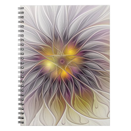 Kleurrijke Bloem, Abstracte Moderne Fractal Notitieboek (Voorkant)