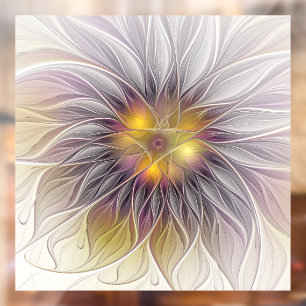 Kleurrijke Bloem, Abstracte Moderne Fractal Raamsticker