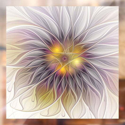 Kleurrijke Bloem, Abstracte Moderne Fractal Raamsticker (Vel 2)