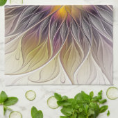 Kleurrijke Bloem, Abstracte Moderne Fractal Theedoek (Gevouwen)