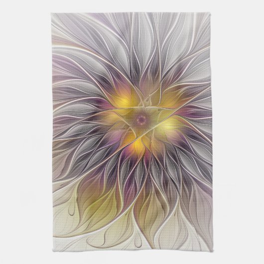 Kleurrijke Bloem, Abstracte Moderne Fractal Theedoek (Verticaal)