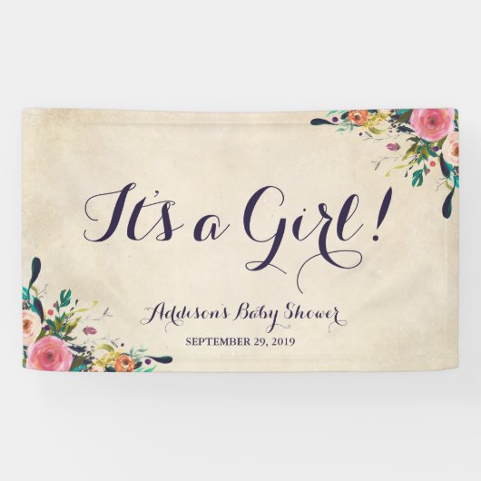 Kleurrijke Bloem Baby shower Banner Groot (Horizontaal)