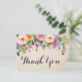 Kleurrijke bloem baby shower bedankkaart briefkaart (Staand voorkant)