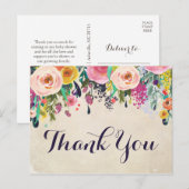 Kleurrijke bloem baby shower bedankkaart briefkaart (Voorkant / Achterkant)