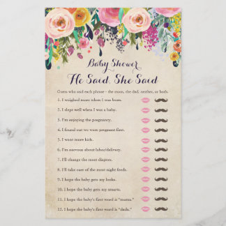 Kleurrijke bloem baby shower 'Hij zei, zij zei' sp