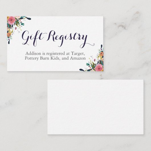 Kleurrijke Bloem Baby shower Registry Insert Kaart (Voorkant / Achterkant)