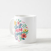 Kleurrijke Bloem Beste Moeder Ooit Koffiemok (Voorkant links)