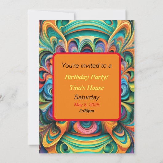 Kleurrijke Bloem Boho  Kaart (Achterkant)