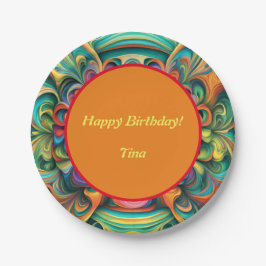 Kleurrijke Bloem Boho Papieren Bordje