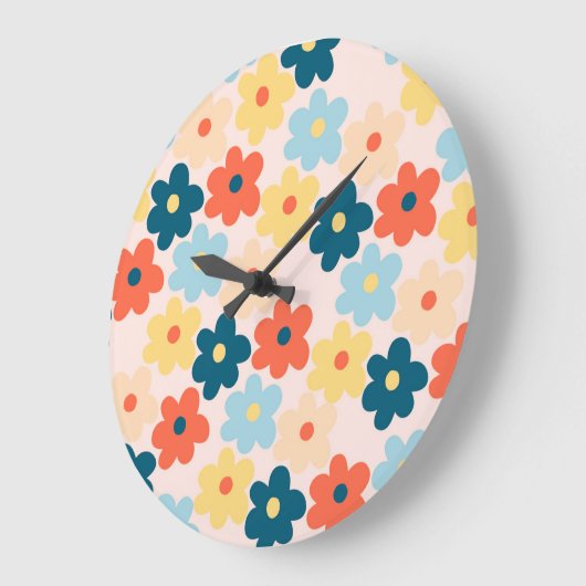 Kleurrijke Bloem Boho Retro Grote Klok (Hoek)