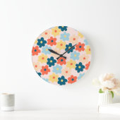 Kleurrijke Bloem Boho Retro Grote Klok (Huis)