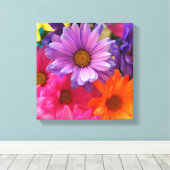 Kleurrijke Bloem Daisies Canvas Single Afdruk (Insitu (Houten vloer))
