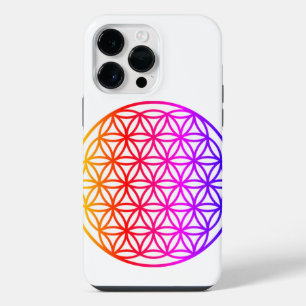 Kleurrijke Bloem des Levens, geschrokken geometrie iPhone 14 Pro Max Hoesje