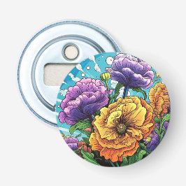 Kleurrijke bloem flesopener, helder button flesopener