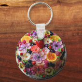 Kleurrijke bloem fondant cake sleutelhanger (Achterkant)