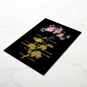 Kleurrijke Bloem gouden boom bruiloft Folie Uitnodiging (Gedraaid)