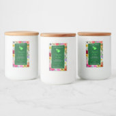 Kleurrijke bloem groene productlabels Moppige hart Voedselcontainer Etiket (Flessen)