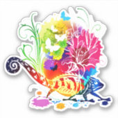 Kleurrijke bloem hagedis sticker (Voorkant)