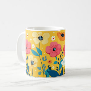 Kleurrijke bloem, helder levendig volk mooi koffiemok