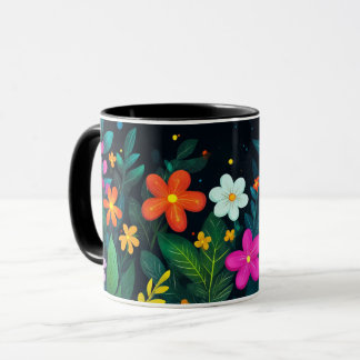 Kleurrijke bloem, helder levendig volk mooi mok
