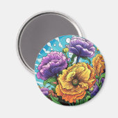 Kleurrijke bloem helder magneet (Voorkant / Achterkant)