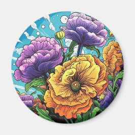 Kleurrijke bloem helder magneet
